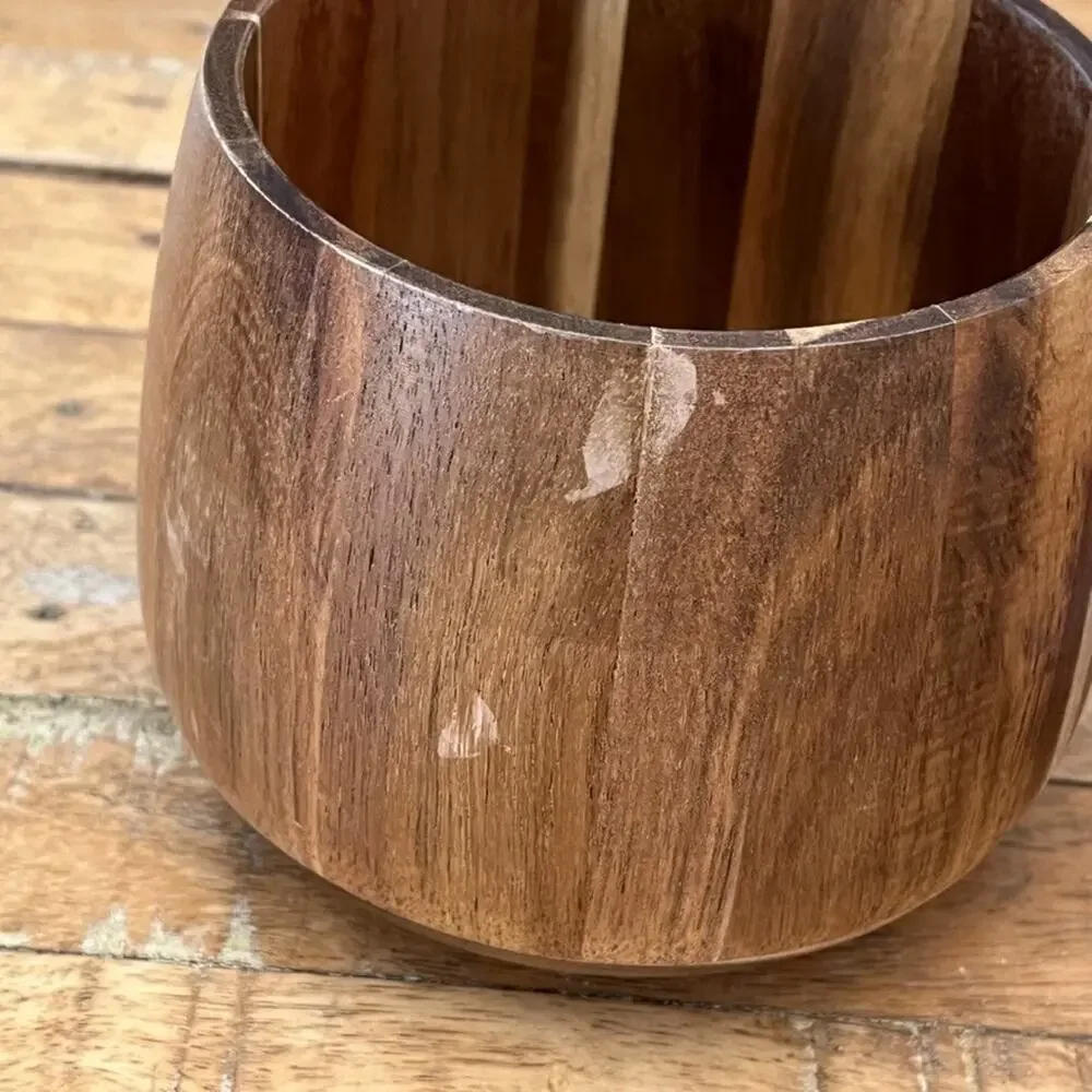Ryze Acacia Wood Storage Container Round Matching Wooden Lid
